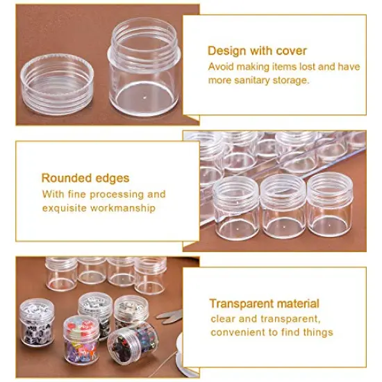 30 PCS Clear Plastic Bead Storage Containers - Storage Jars Diamond Painting Accessory Box Transparent Bottles with Lid for DIY Diamond, Nail and Other Small Items (1.15 x 1 Inch) {5}