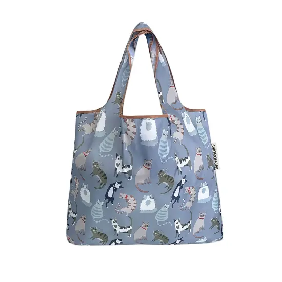 Wrapables Foldable Tote Nylon Reusable Grocery Bag (Set of 2) Cool Felines {2}