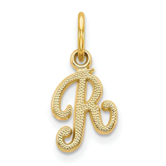 14K Yellow GoldLetter R Charm Pendant Jewelry 16mm Long X 7mm Wide approx. {1}