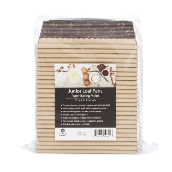 Junior Loaf Paper Baking Pan 25-Pack, 6 x 2.5 x 2 Inches {2}