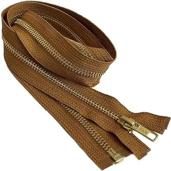 #5 Brass YKK Medium Weight Jacket Separating Zipper - Choose Your Length - Color: Brown Gold #857 - Made in The United States (1 Zipper Per Pack) (28" Inches) {1}
