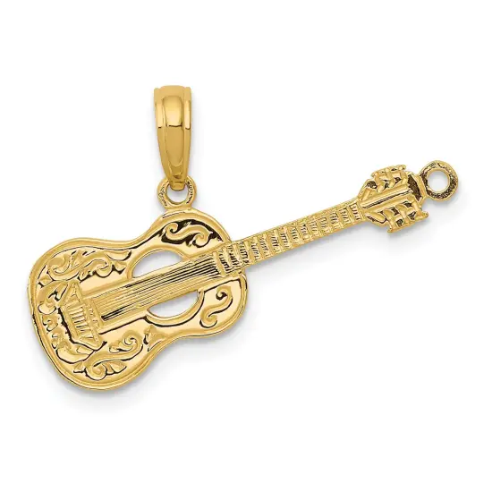 14K Gold Guitar Pendant Charm Jewelry 20 x 20 mm {1}