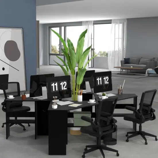Corner Computer Desk Triangle Writing Workstation with Storage Shelf Black {6}