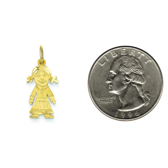 14K Gold Little Girl Charm Pendant Family Jewelry 24mm x 11mm {2}