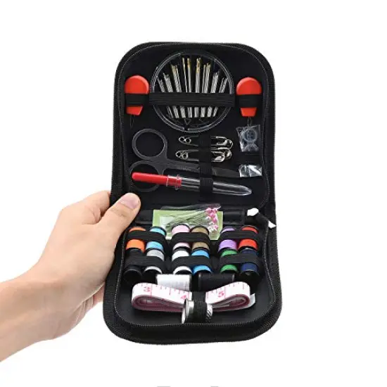 Sewing KIT, DIY Sewing Supplies with Sewing Accessories, Portable Mini Sewing Kit for Beginner, Traveller and Emergency Clothing Fixes, with Premium Black Carrying Case (Black) {6}