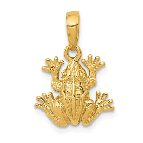 14K Gold 2-D Frog Pendant Charm Jewelry 18 x 13.5 mm {1}