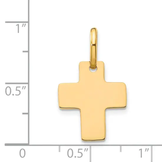 14K Yellow Gold Cross Charm Pendant Religious New |AD 22 X 13mm Jewerly {4}