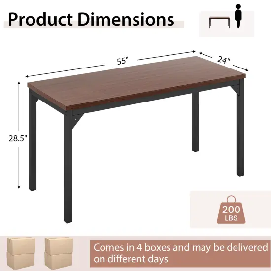 Costway Set of 4 55" Conference Table Office Computer Study Desk Metal Base Meeting Room {4}