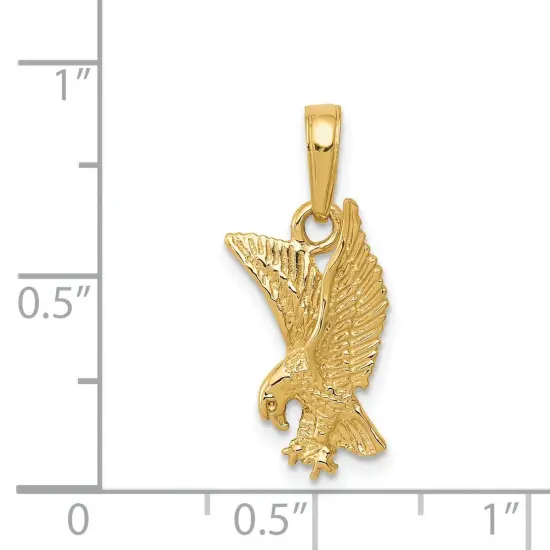 14K Yellow Gold Eagle Swooping Charm Bird Pendant Jewerly 19mm x 9mm {5}