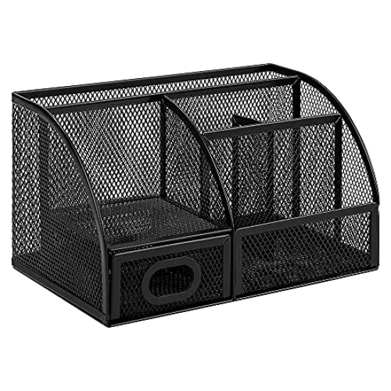 Amazon Basics Mesh Pen Holder and Organizer, Black, &lrm;9.1" x 5.9" x 5.5'' {1}
