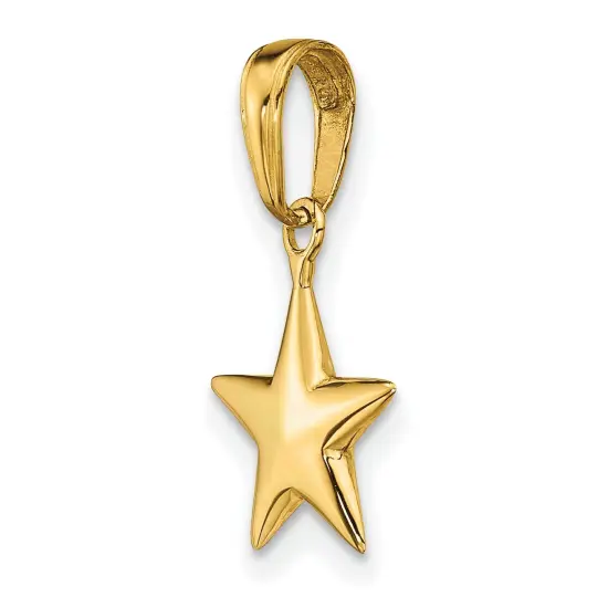 14K Gold Small Polished 3D Star Charm Pendant Jewelry 17 x 11 mm {4}