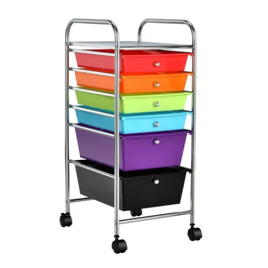 Multi-functional 6 Drawers Rolling Storage Cart Organizer with Four Movable Casters Multicolor {1}