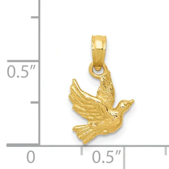 14K Gold Flying Dove Pendant Charm Jewelry 11.5 x 10 mm {2}