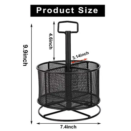 360-Degree Rotating Multi-Functional Pen Holder, 4 Compartments Desktop Stationary Organizer, Home Office Art Supply Storage Box Caddy (Black) {2}