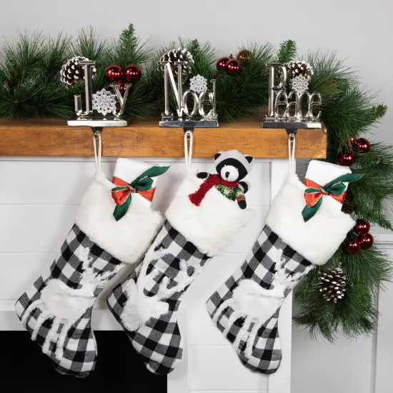 Northlight Peace, Joy and Noel Metal Christmas Stocking Holders - 6.5" - Set of 3 Silver {3}