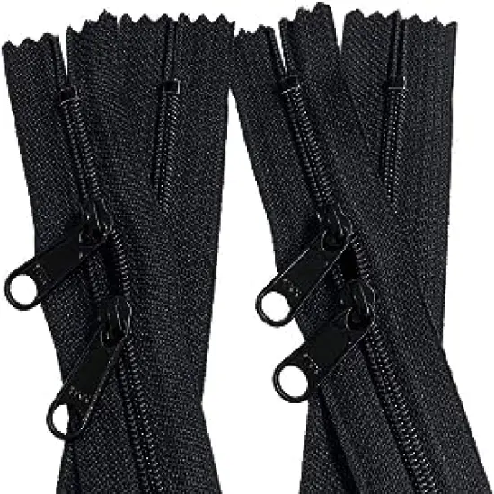 2pcs 4.5mm YKK Zipper with Double Pull Purse or Handbag Zippers Head to Head Sliders Color Black Length 18", 22", 24", 27", 30" or 40" Made in USA (24 in (60.96 cm)) {1}