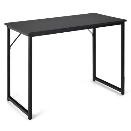 L Shaped Computer Desk and Writing Workstation for Home and Office-Black {1}