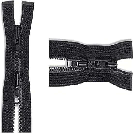 #3 Molded Vislon Black YKK Jacket 2-Way Lightweight Separating Zipper - Choose Your Length - Color: Black - Made in The United States (1 Zipper Per Pack) (36" Inches) {1}