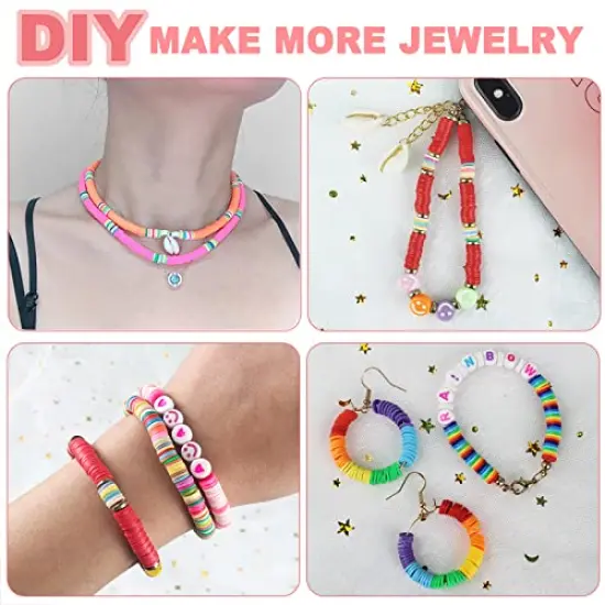 Redtwo 5100 Clay Beads Bracelet Making Kit, Flat Preppy Beads for Friendship Jewelry Making,Polymer Heishi Beads with Charms Gifts for Teen Girls Crafts for Girls Ages 8-12 {6}