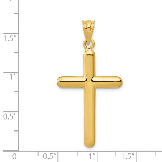 14K Yellow Gold Cross Pendant Charm Religious New 43 X 20mm Jewerly {2}