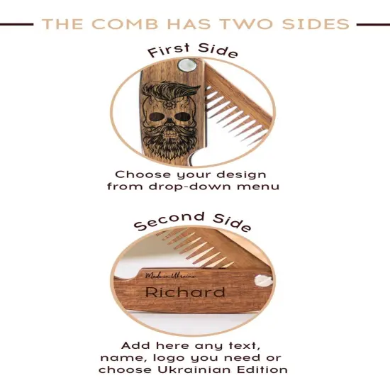 Wooden Beard Comb, Christmas Gift for Men, Personalized Groomsmen Gifts {2}