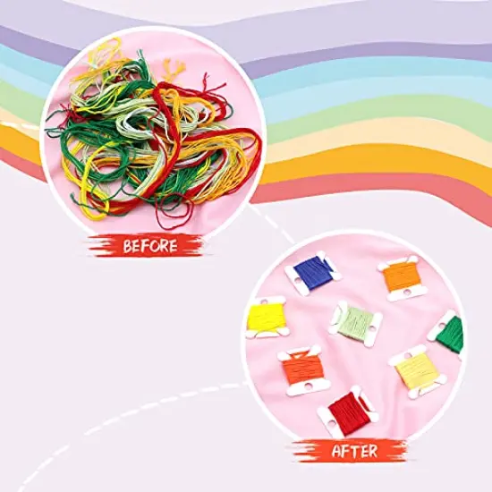 Embroidery Floss Bobbins, 128 Pcs Embroidery Floss Organizer, Plastic Embroidery Thread Cards for Cross Stitch Thread Holder Sewing Storage(White) {4}