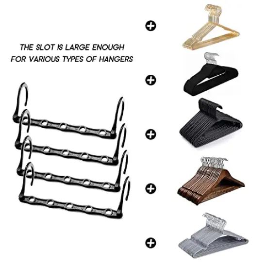 HOUSE DAY Black Magic Space Saving Hangers, Premium Smart Hanger Hooks, Sturdy Cascading Hangers with 5 Holes for Heavy Clothes, Closet Organizers and Storage, College Dorm Room Essentials 10 Pack {4}
