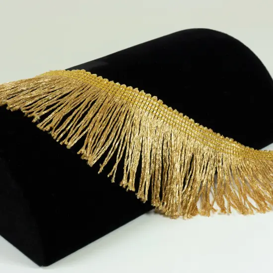 10 Yards of 2" Glitter Chainette Fringe Trim | 10 yard cut Metallic Gold {4}