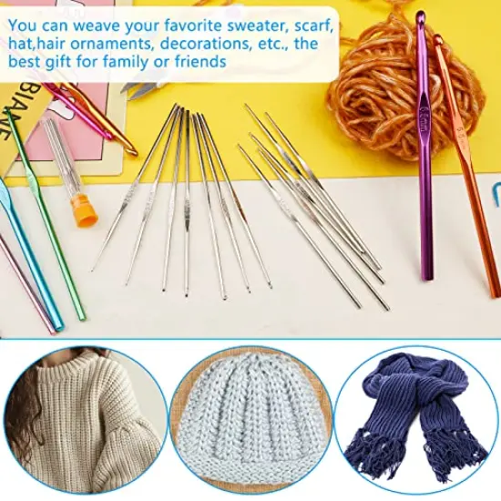 54 Pieces Crochet Needles Set, Crochet Hooks Kit with Purple Storage Case, Ergonomic Knitting Needles Blunt Needles Stitch Marker DIY Hand Knitting Craft Art Tools for Beginners {3}