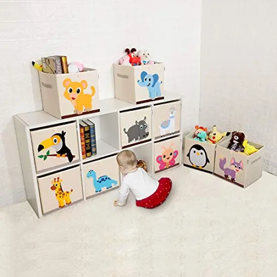 Foldable Animal Cube Storage Bins Fabric Toy Box/Chest/Organizer for Kids Nursery, 13 inch (Llama) {4}