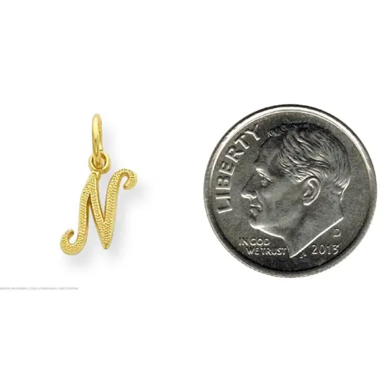 14K Gold Initial N Charm Jewelry FindingKing 16mm Long X 8mm Wide Approx. {2}