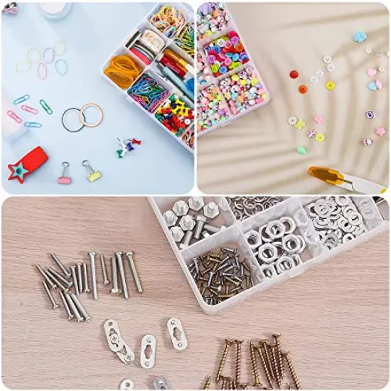 15 Large Grids Plastic Organizer Box with Dividers, Exptolii Clear Compartment Container Storage for Washi Tapes Beads Crafts Jewelry Fishing Tackles, Size 11 x 6.3 x 2.2 in {3}