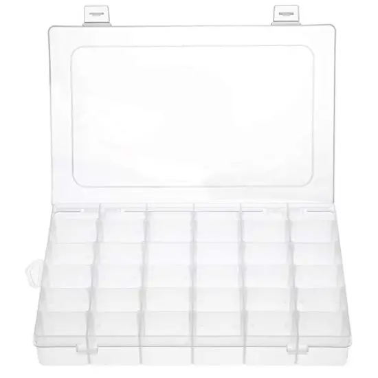 36 Grids Clear Plastic Jewelry Box Organizer Storage Container with Removable Dividers (36 Grids - Clear) {2}