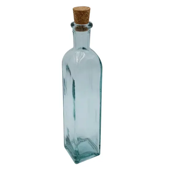 Green Glass Bottle with Cork, Square - 10 oz Capacity {3}