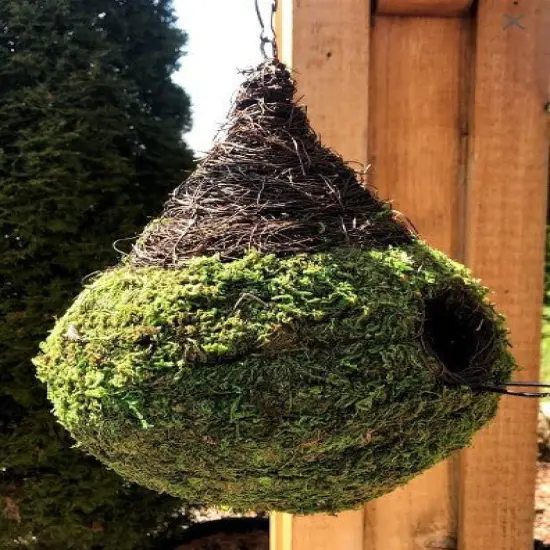 TEARDROP - Natural MOSS & Stick Birdhouse {3}