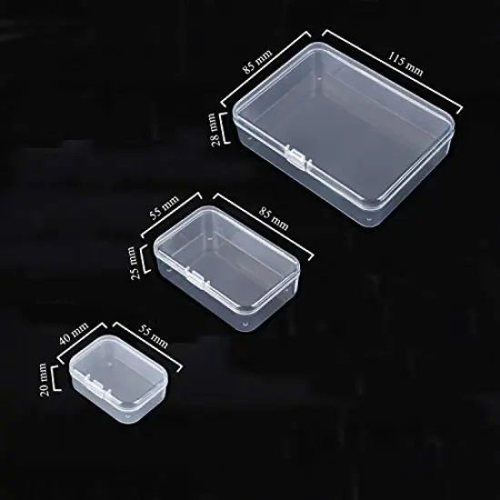 28 Pieces Mixed Sizes Rectangular Empty Mini Plastic Storage Containers with Lids for Small Items and Other Craft Projects (Clear) {4}