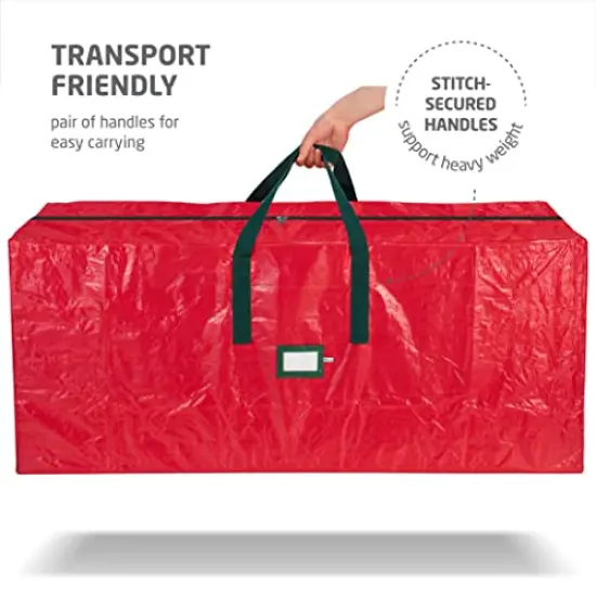 Artificial Christmas Tree Storage Bag - Fits Up to 7.5 Foot Holiday Xmas Disassembled Trees with Durable Reinforced Handles & Dual Zipper - Waterproof Material Protects from Dust, Moisture & Insects (Red) {6}
