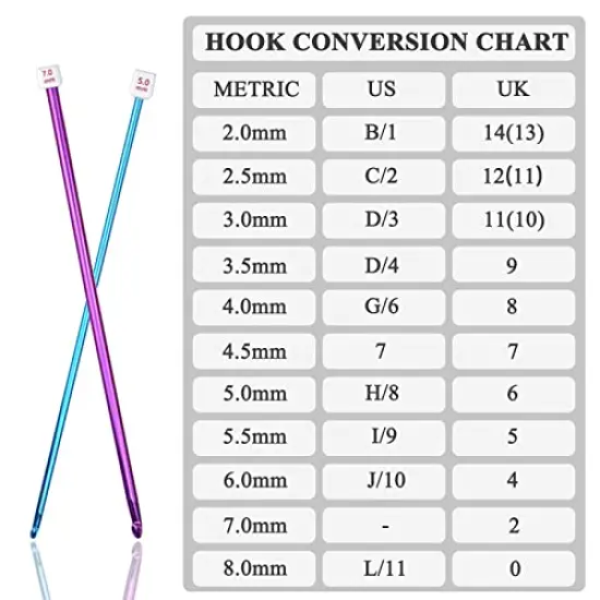 11 Pcs Long Crochet Hook Set,Tunisian Crochet Hooks Multicolor Afghan Crochet Needles for Crocheting, 2mm(B)-8mm(L), Great Knitting & Crochet Supplies Tool Set for Beginner, Crocheter & Knitter {4}