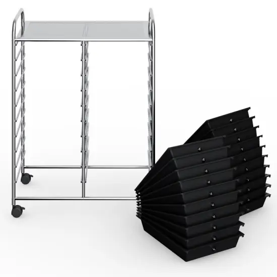 20-Drawer Mobile Storage Organizer Cart with Brake Wheels and Steel Frame for Home or Office Use Black {4}