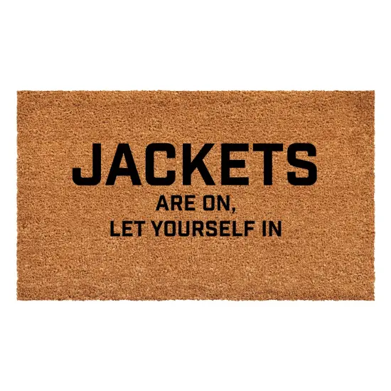 Jackets are on let yourself in Doormat {1}
