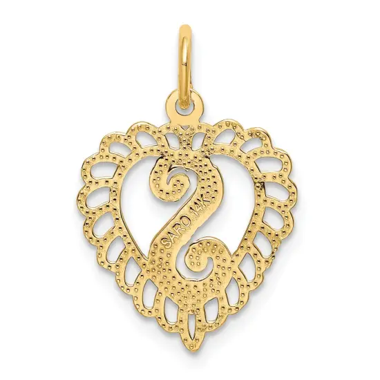 14K Yellow Gold Initial Letter S Heart Charm Pendant 23 X 15mm Jewerly {3}
