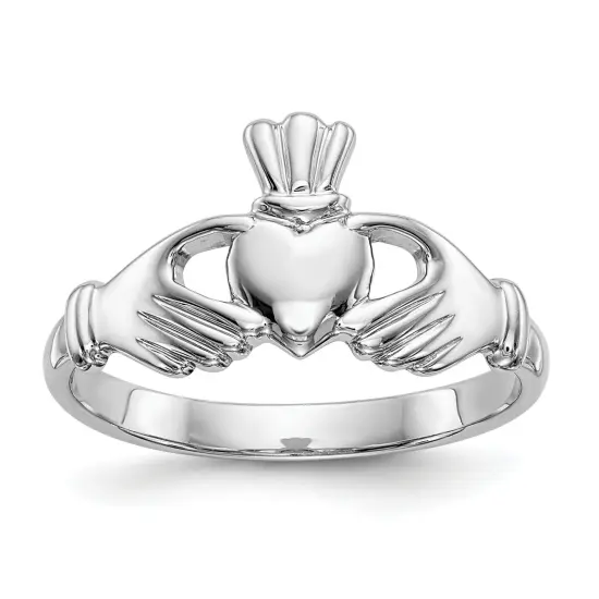 14K White Gold Claddagh Ring Sz 6.5 {1}