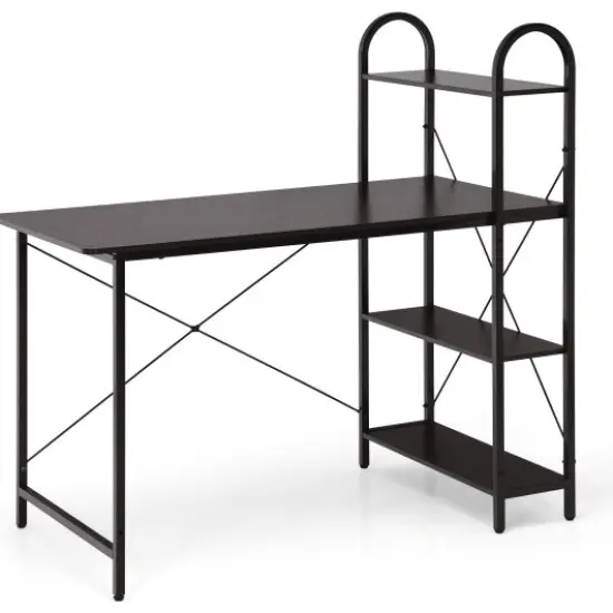 48-Inch Reversible Computer Desk with Storage Shelf Black {9}