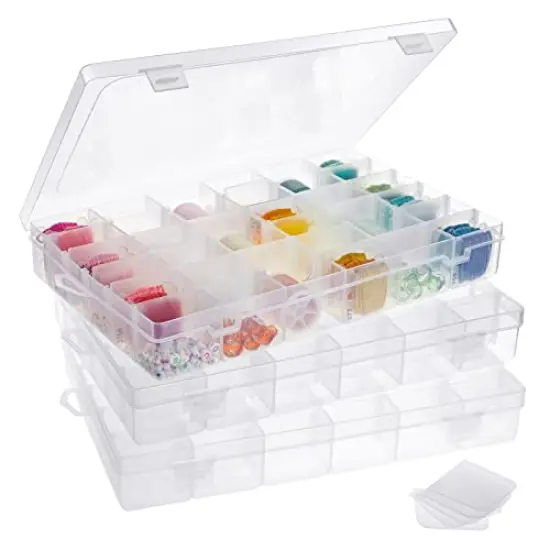 3 Pack Jewelry Organizer Box for Earrings, Clear Plastic Bead Storage Containers for Crafts (36 Compartments) {1}