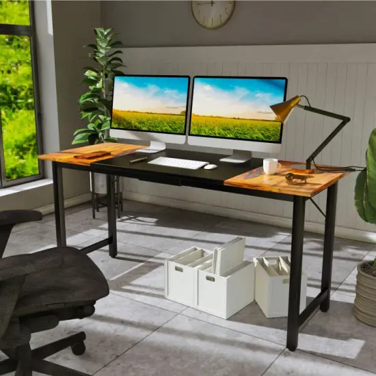 63 Inch Modern Splice Computer Desk with Heavy Duty Steel Frame {4}