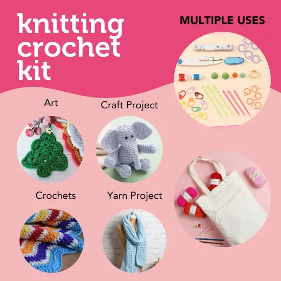 Incraftables Crochet Kit for Beginners & Pro. Crocheting Set with Crochet Hooks (21pcs), Yarns (15 Spools), Tape, Needles & Supplies for Amigurumi. Best Knitting Crochet Starter Kit for Adults & Kids {3}