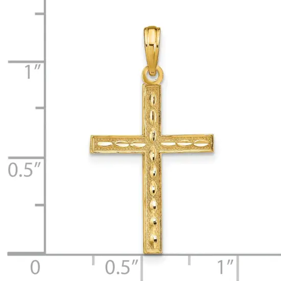 14K Gold Reversible Cross Hope Faith Love Pendant Charm Jewelry 31mm x 17mm {2}