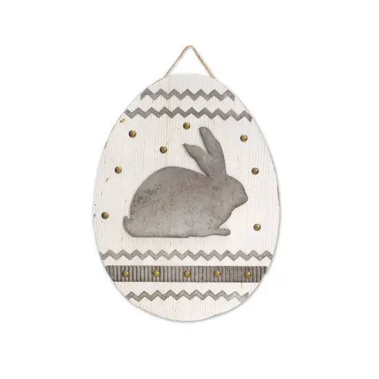 Melrose Set of 2 Easter Egg Rabbit Wall Plaque 15&rdquo; Gray {1}