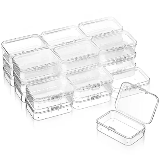 24 Packs Small Clear Plastic Beads Storage Containers Box with Hinged Lid for Storage of Small Items, Crafts, Jewelry, Hardware (2.5 x 1.7 x 0.8 Inches) {2}