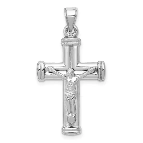 14K White Gold Crucifix Pendant Charm Religious Jewelry 35 X 18mm {1}